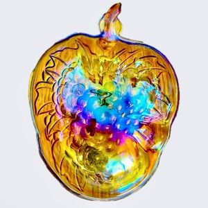 13x9.5” VINTAGE INDIANA GLASS LARGE CARNIVAL GLASS HEAVY ACCENT FRUIT BOWL